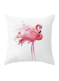 Buy Decorative Printed Soft Pillow White/Pink 40 x 40cm in Saudi Arabia