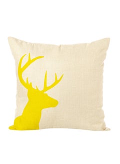 Buy Square Shape Decorative Throw Pillow White/Yellow 45 x 45cm in UAE