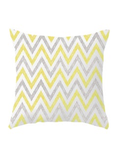 Buy Square Shape Decorative Throw Pillow Grey/Yellow/White 45 x 45cm in UAE