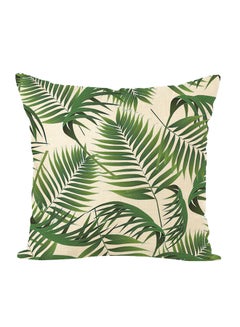 Buy Decorative Leaf Printed Pillow White/Green in Saudi Arabia
