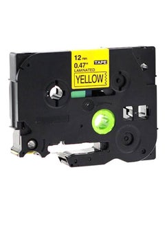 Buy Compatible 12mm Black on Yellow Label Laminated Tape for P Touch Label Printers Yellow in UAE