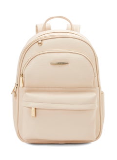 Buy Faux Leather Backpack Beige in Saudi Arabia