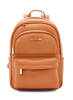 Buy Faux Leather Backpack Brown in Saudi Arabia