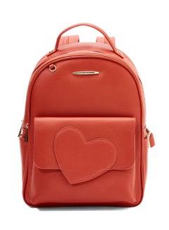 Buy Faux Leather Backpack Orange in Saudi Arabia