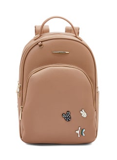 Buy Faux Leather Backpack Brown in Saudi Arabia