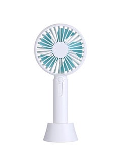 اشتري Portable Mini Rechargeable Fan With 3 Speed Control H21482W أبيض/أزرق في الامارات