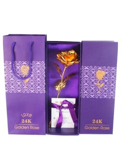 Buy 24K Gold Plated Rose Flower With Gift Box Gold 26 x 9centimeter in UAE