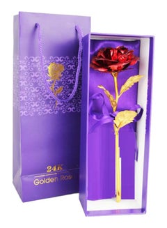 Buy 24K Gold Plated Foil Rose Flower Red 25x8centimeter in Saudi Arabia