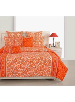 Buy Floss Sparkle Collection Flat Sheet With Pillowcase Cotton Orange Queen in UAE