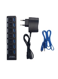 Buy 7-Port USB Hub Black/Blue in UAE