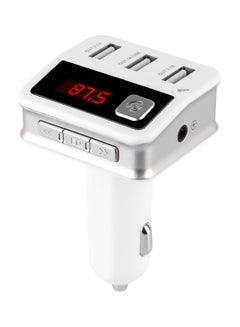 Buy Bluetooth Car Charger With FM Transmitter White/Black in Saudi Arabia