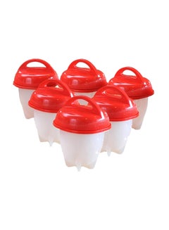 Buy 6-Piece Egg Cooker Set White/Red 8.5x6.5x6.5cm in UAE