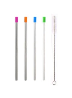 اشتري 4-Piece Eco-Friendly Straw فضي 9 بوصة في الامارات