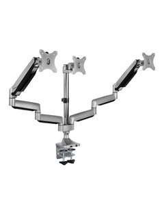 Buy Dual Arm Fully Adjustable Desk Mount Silver/Black in UAE