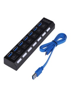 اشتري موزع USB به 7 منافذ الأسود / الأزرق في الامارات