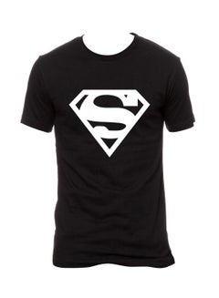 Buy Superman Logo Printed Short Sleeve T-shirt Black in UAE