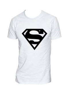 Buy Superman Logo Printed Short Sleeve T-shirt White in UAE