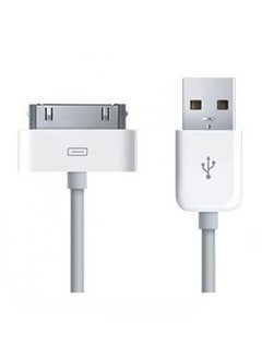 اشتري كابل شحن ومزامنة بيانات بمنفذ USB لهاتف آيفون 4/4S/3G/3GS/وجهاز الآيبود أبيض في السعودية