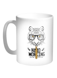 Buy Hard working Printed Coffee Mug White/Black/Yellow in Egypt