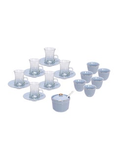 Buy 21-Piece Tea Set Blue 90ml in Saudi Arabia