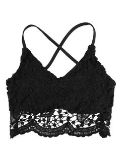 Buy Cross Back Lace Bralette Black in Saudi Arabia