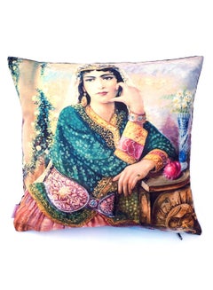 Buy Ottoman Lady Print Cushion Cover Multicolour 40x40cm in UAE