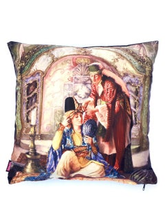 Buy Two Ottoman Lady Print Cushion Cover Multicolour 40x40cm in UAE