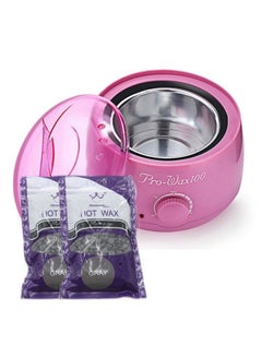 Buy Waxing Device With Two Bags Wax Pink in UAE