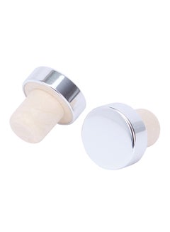 Buy Crystal Bottle Stopper Set Of 2 Silver/Beige 3.5x17x8cm in UAE