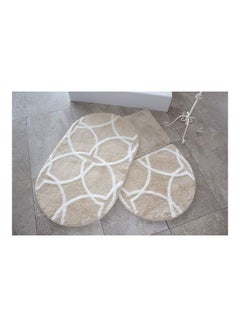 Buy 3-Piece Bonne Bath Mat Set Beige/White in UAE