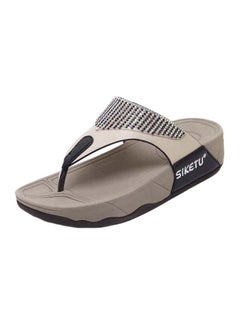 Buy Slip-on Casual Sandals Grey/Black/Beige in UAE