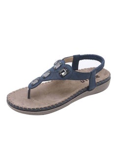 Buy Stone Studded Pull-on Casual Sandals Blue/Silver in UAE