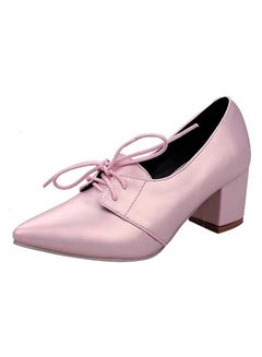 Buy Block Heeled Pumps Pink in UAE