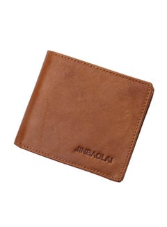 Buy Leather Slim With ID Window Front Pocket  Mens Wallet Brown in Saudi Arabia