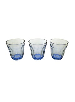 Buy 3-Piece High Quality Water Cup Set Blue/Clear 10x18x10cm in Saudi Arabia