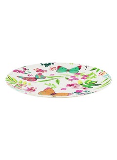 Buy Bamboo Fibre Round Plate White/Pink/Green 20centimeter in UAE