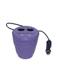 Buy 2 USB Port Splitter Cigarette Lighter Socket Adapter Car Charger For Mobile Phone Purple in UAE