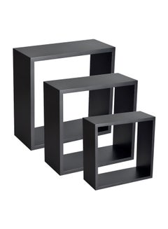 Buy 3-Piece Wall Shelf Set Black in Saudi Arabia