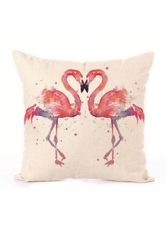 Buy Flamingo Printed Cushion Cover Multicolour 45 x 45cm in Saudi Arabia