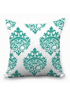 Buy Printed Cushion Cover White/Green 45 x 45cm in UAE