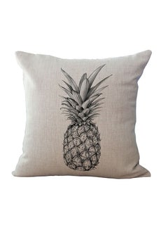 Buy Pineapple Printed Cushion Cover Beige 45 x 45cm in Saudi Arabia