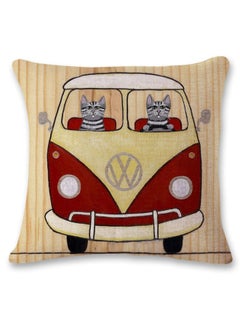 Buy Cat Car Printed Cushion Cover Multicolour 45 x 45cm in UAE