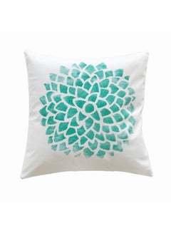 Buy Printed Cushion Cover White/Green 45 x 45cm in Saudi Arabia