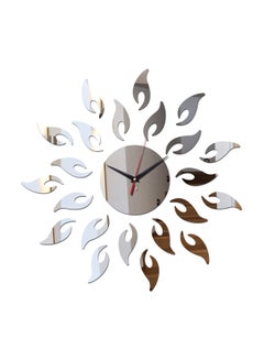 Buy Mirror Style Wall Clock Sticker Silver/Black 50 x 50cm in Saudi Arabia