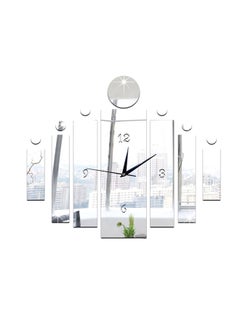 Buy 14-Piece Decorative Clock Style Wall Sticker Set Silver/Black 13 x 32cm in UAE