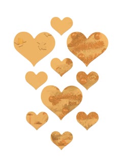 Buy 10-Piece Heart Shaped Wall Sticker Set Gold in UAE