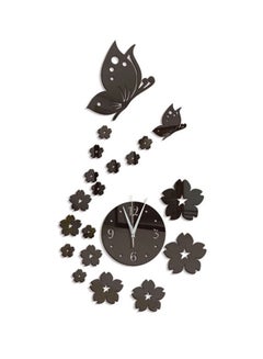 Buy Mirror Style Wall Clock Sticker Black/Silver 61 x 35cm in Saudi Arabia