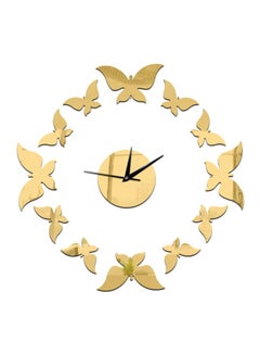 Buy Clock Shape Bird Wall Sticker Gold/Black 50 x 50cm in Saudi Arabia