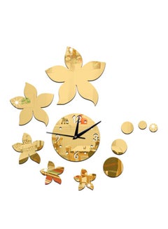 Buy Mirror Style Wall Clock Sticker Gold 60 x 45cm in UAE