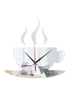 Buy Decorative Cup Clock Wall Sticker Silver/Black/Red 28 x 28cm in UAE